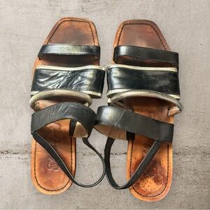 Elizabeth and James Nicki sandals mixed media leather black silver size 6.5 B
